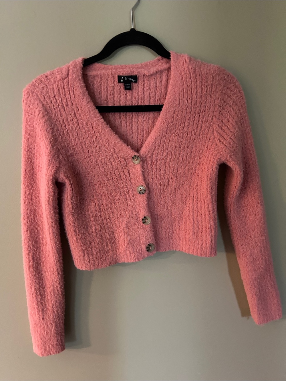 art class Pink Cropped V-Neck Button Cardigan Sweater